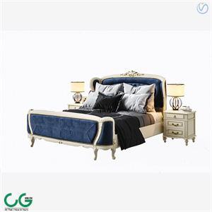 European style fabric double bed 3d model